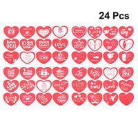 Amosfun 24pcs Heart Shaped Sticker Envelopes Seal Sticker Gift Box Decorative Labels for Valentines Day Supplies Stationery Paperwork Arts