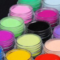 New 12 Bottle Colors Acrylic Nail Art Tips UV Gel Powder 3D DIY Decorations