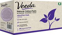 Veeda Ultra Thin Pads with Wings, Natural Cotton, Hypoallergenic, Unscented 84 Count