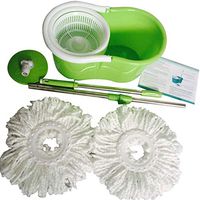 Rotary Head Mop, 360-Degree, Slim Microfiber Mop with Stainless Steel Bucket System Extended Length Handle&2 Mop Heads for Home Kitchen Floor Cleaning（BLL-19A ）