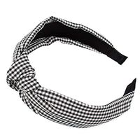 HNTDG 6 Pieces Knotted Headbands for Women Grid Hairband Bow Tie Velvet Wide-Brimm Headwrap Hair Band