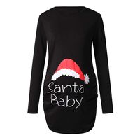 ❤Ywoow❤ Women's Print Christmas Side Ruched Long Sleeve Maternity Top Pregnancy Clothes (M, Black)
