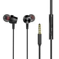 in-Ear Earphones, Universal 3.5mm Wired Metal Earbuds TPE Wire in Ear Headphones with Mic and Case Bass Stereo Noise Isolating Ear Buds (Black)