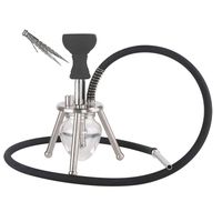 HOOKHA Mini Shisha DIY Spider Hookah Set Stainless Steel Pipe/Glass vaseSilicone Hose/Aluminum handle/Clip/30cm