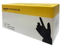 AmazonCommercial Powder Free Disposable Nitrile Gloves, 7 mil, Black, Gripper, 240mm, Size L, 100 per Pack