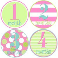 Mumsy Goose Baby Girl Monthly Stickers 1-12 Months Girl Polka Dot Milestone Stickers Pink Aqua