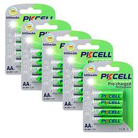 AA Precharged Rechargeable Battery 600mAh 1.2V Ni-mh Battery for Garden Solar Lights Count:Pcs (20)