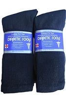 J&J 3, 6, or 12 Pairs Diabetic CREW circulatory Socks Health Men’s Cotton ALL SIZE (Navy 12Pack, 10-13)