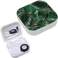 Portable Contact Lens Case Box Travel Kit Mirror + Bottle + Tweezers Container Holder [ Leaves Jungle Leaf ]