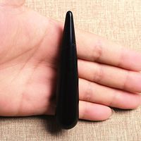 ruhong 11cm Natural Quartz Wand Healing Crystal Obsidian Point Massage Face Body Healing Exercise Tool Roller Stick Love Stone Healthy Gift