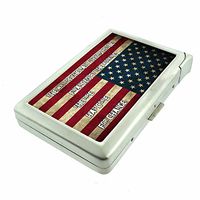 Vintage American Flag USA D14 Cigarette Case Lighter Smoking King Size Cigarettes Silver Metal Wallet 4" X 2.75" RFID Protection
