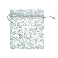 Housweety 25pcs 10cmx12cm White Star& Moon Organza Gift Pouch Bags Wedding X-mas Favor