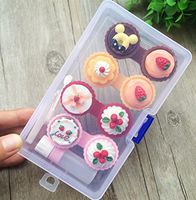KEANER 4 PCS Mini Cute Cartoon Cake Cream Shape Contact Lens Box