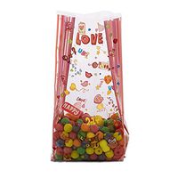 Small Valentine"Love Messages" 7x2x3" Cello Cellophane Treat Food Snack Bags (10 ct)