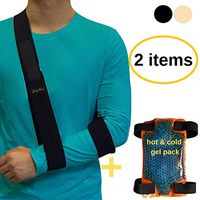 BodyMoves Arm Sling Plus Hot and Cold Hand Ice Pack for Shoulder Surgery Rotator Cuff Elbow immobilizer for Men,Women,Kids Left or Right Wrist Injuries Fracture Treatment (Coal Black)