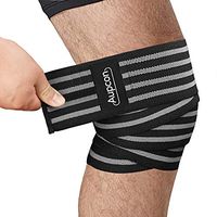 AUPCON Knee Wraps Weightlifting Knee Straps Knee Squat Wraps Cross Training WODs, Fitness Powerlifting Compression & Elastic Support Gym Workout for Squats Men Women 1 Pair Grey