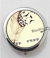 BlackKey Feather Be Free Birds 3-Compartment Decorative Pocket Gift Box Case Organizer for Pill, Color 1 -61