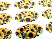 Minilabel Pack Of 30 , Sunflower , 51X25mm Oval Seal Labels, Stickers For Gift Wrapping, Presents, Envelopes, Bags Or Cards