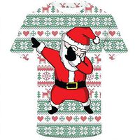 Men's Santa Claus Shirt Christmas Costume Short Sleeve 3D Print Graphic Novelty Casual Funny Tees (XL,Red)
