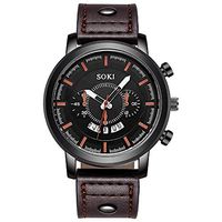 Fashion Men Watch,Fxbar Leather Military Casual Analog Quartz Analog Wrist Watch New Design Sport Watch(A)
