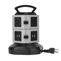 Electric Power Strip, 6 Outlets Smart Tower Socket Adapter with DC5V 2.1A 4 USB Ports Individual Switch Charging Station AC110V 10A Surge Protector Power Socket for Home Office Use