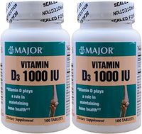 Vitamin D3 as Cholecalciferol 1000 IU Vitamin D Supplement 100 Tablets per Bottle PACK of 2 Total 200 Tablets