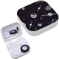 Portable Contact Lens Case Box Travel Kit Mirror + Bottle + Tweezers Container Holder [ Cosmos Galaxy ]