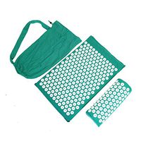 Mexidi Acupressure Mat Pillow Set Body Foot Massage Cushion Shakti Yoga Mat Muscle Relaxation, Relieve Your Stress, Back, Neck,Sciatic Pain with Carry Storage Bag (Green, Massage Mat +Pillow+Bag)