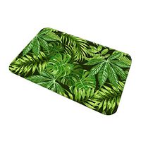 Jocund Home Carpet Fresh Tropical Plant Leaves Pattern Polyester Bathroom Kitchen Carpet 40x61cm