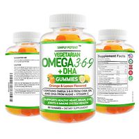 Omega 3 Fish Oil Gummies No Fish No Krill Burpless Vegetarian Omega DHA Gummy Chewable Non-GMO Gluten-Free Omega-3 6 9 Supplement for Men Women & Kids Supports Brain Heart Joint Eye & Immune Health