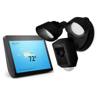 Ring Floodlight Camera Motion-Activated HD Security Cam Two-Way Talk and Siren Alarm - Black with Echo Show (2nd Gen) - Charcoal