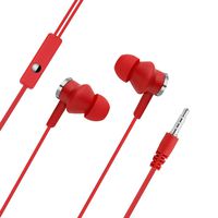 Wired in Ear Headphones QUNANEN Universal in-Ear Magnet Stereo Earbud Earphone Headset with Mic for Cell Phone Comfort-Fit for Running, Workout, Gym Business Fashion Headphones (Red)