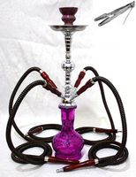 Hookah 20" Purple 4 hose shisha nargila bar narguile nargile glass water Vase