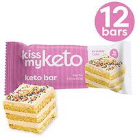Kiss My Keto Bars Low Carb Bars (3g Net) - White Chocolate Birthday Cake, 12 Pack - Keto Protein Bars Low Carb Low Sugar | Keto Snack Bars with MCT Oils, Fiber, No Added Sugar