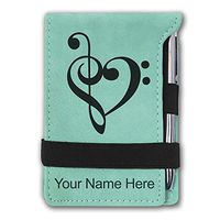 Mini Notepad, Music Heart, Personalized Engraving Included (Teal)
