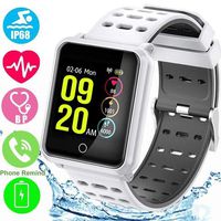 Bluetooth Smart Wrist Watch Fitness Tracker Heart Rate Monitor IP68 Waterproof (White)