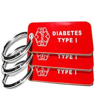 My Identity Doctor - 3 Pre-Engraved Diabetes Type I Plastic Medical Alert ID Keychains, Small 2.25 x .79 Inch