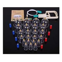 Missingift Chinese Massage Cupping Therapy Sets with Vacuum Pump Kit 24 Cups Collaterals Pain Relief Medical Dry Cupping with Pumping Handle