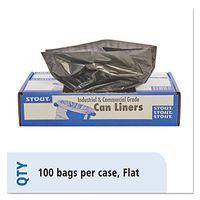 Stout 100% Recycled Plastic Garbage Bags, 65gal, 1.5mil, 50x51, Brown/Black, 100/CT