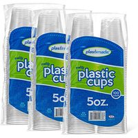 [300 Count] PlastiMade 5 Oz Clear Plastic Disposable Reusable Drinking Cups For Home, Office, Wedding, Events, Parties, Take Out, Water, Juice, Soda, Beer Cocktails (3 Packs)