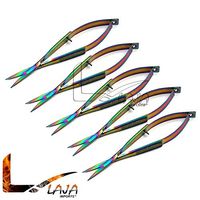 LAJA Imports Set of 5 Multi Titanium Color Rainbow CASTROVIEJO Scissors Straight 4.5" Stainless Steel