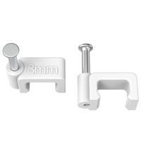 Nail-in Cable Clips 8mm, BUSOHE Flat Cable Wire Nail Clips for Cable Wire Management, 100pcs/Pack, White