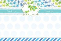 30 Blank Thank You Cards Teal Blue Polka Dots Green Turtle Design Unisex Baby Shower Party + 30 White Envelopes