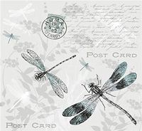 Vintage Dragonflies Postcard with Stamp Paper Luncheon Napkins 40pcs Decoupage