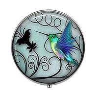 Blue Hummingbird - Hummingbird Pill Box - Hummingbird Pill Box - Glass Candy Box