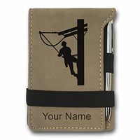 Mini Notepad, Lineman, Personalized Engraving Included (Light Brown)