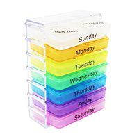 Rite Labs 7-Day Pill Drawer Organizer with 28 Compartments - Pocket Size Plastic Medicine Storage Box for AM, PM, Lunch and Bedtime - Ideal for Daily Use and Travel