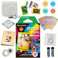 Fujifilm instax Mini 8 Accessories KIT Yellow Includes - Instant Film (Rainbow 10-Pack) + Deluxe Bundle for fujifilm instax Mini 8 Cameras