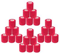 2 Inch Vet Wrap Tape Self Adhesive Medical Bandage Free Bonus Rolls (Red) (22 Pack Plus 2 Free Rolls) Self Adherent Cohesive First Aid Sport Flex Rolls Ankle Knee Sprains and Swelling