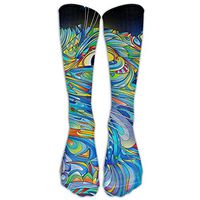 DaSOC Trippy Cat Unisex Novelty Mid-Calf Socks Athletic Tube Stockings Size 6-10
